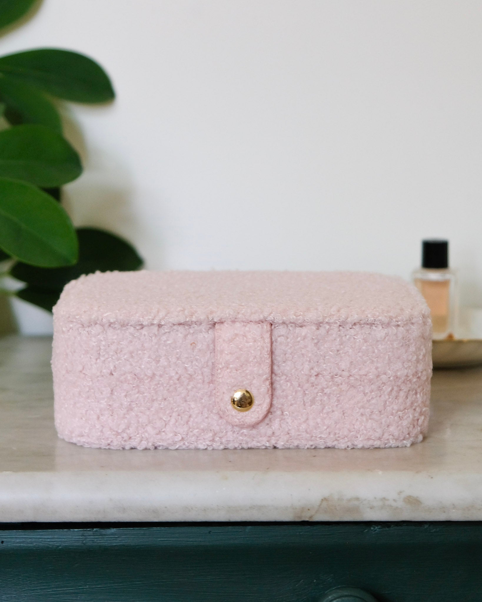 Boîte à bijoux Maison Scarlett, Modèle Brigitte, rose moumoute , boîte à bijoux de voyage , Boîte de rangement bijoux, A emporter dans sa valise