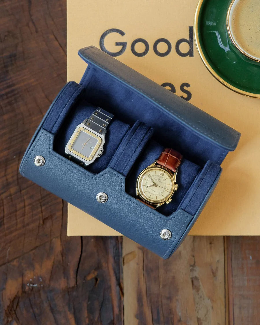 Boîte à montres James Maison Scarlett, Bleu marine, 2 emplacements, Boite à montres, boite à bijoux pour homme, Boites à bjioux 2 montres, boites à bijoux 3 montres, Idée cadeau pour homme, idée cadeau fête des père, cadeau utile pour les hommes