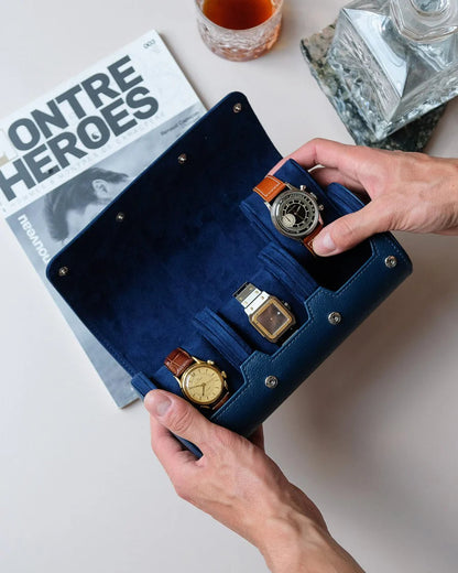 Boîte à montres James Maison Scarlett, Bleu marine, 3 emplacements, Boite à montres, boite à bijoux pour homme, Boites à bjioux 2 montres, boites à bijoux 3 montres, Idée cadeau pour homme, idée cadeau fête des père, cadeau utile pour les hommes 