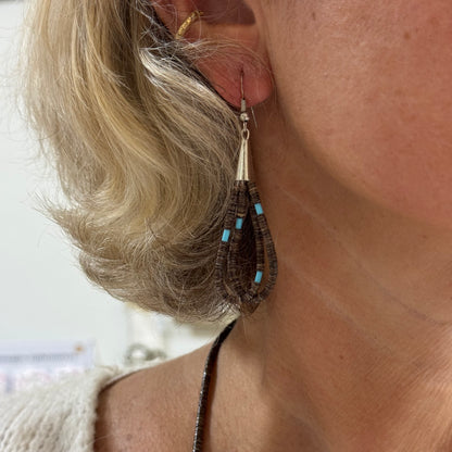 Boucles d'oreilles Bini Harpo Heishi et turquoise