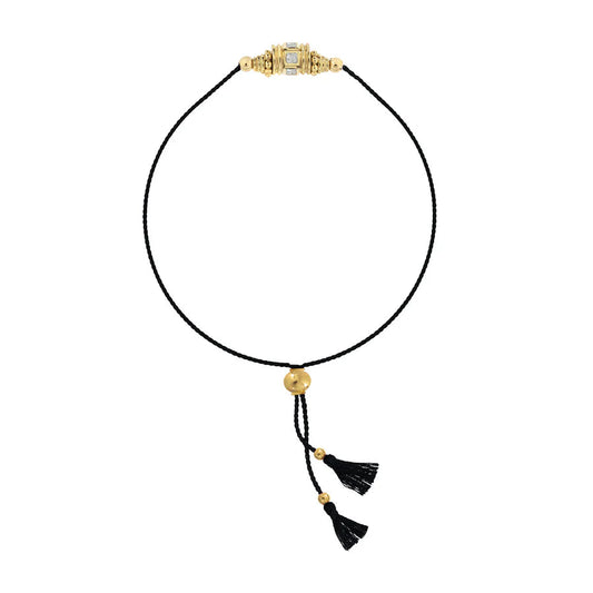Bracelet Rakhi 2 topaze blanche cordon noir dorothée sausset