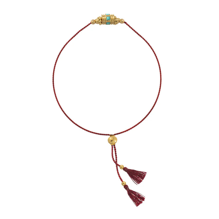 Bracelet Rakhi 2 turquoise cordon noir dorothée sausset
