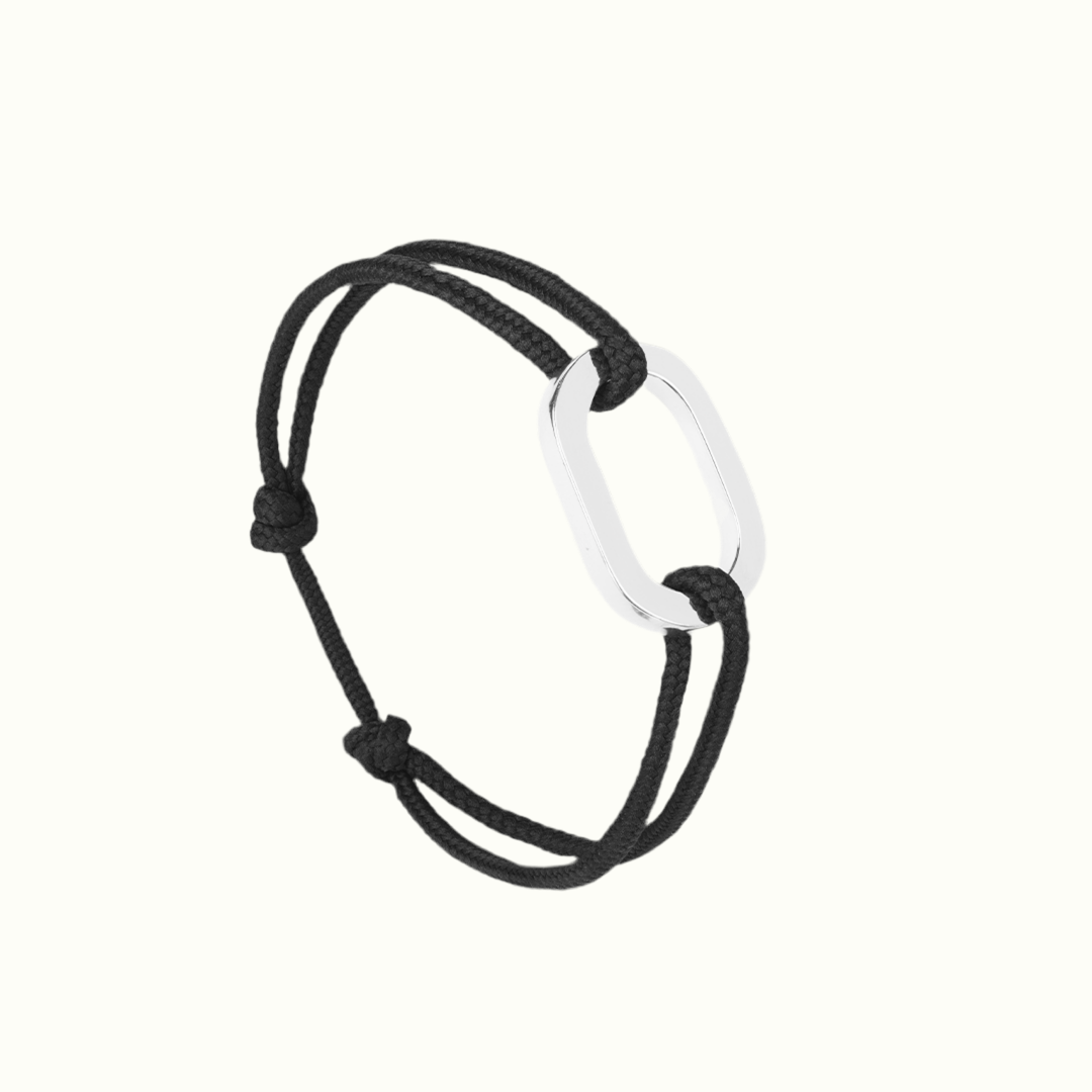Bracelet_maillon_plat_argent noir Le_Vent_La_Française