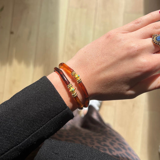 Bracelets Duo Full Marron de la marque Juhu, bracelet vendu par 2