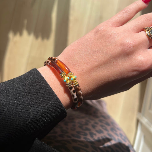 Bracelets Duo Léopard et Marron de la marque Juhu, bracelet vendu par 2