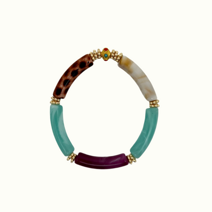 Bracelets en perles acryliques colorées et à motifs léopard, de la marque Juhu en acier inoxydables - Summer West