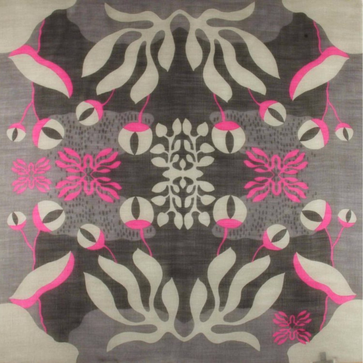 Carré Laine Abysse Fuchsia de la marque Les Belles Vagabondes, 100% Laine, Fabrication artisanale en Inde, Dessiné à la main en France