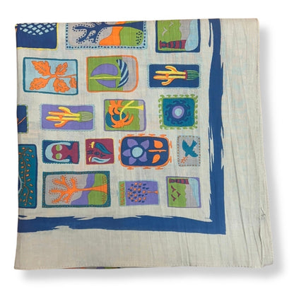 Carré de coton Holidays, carré de coton Les belles vagabondes, carré de coton kaki, carré de coton bleu marine, carré de coton 100x100, carré de coton à motif, carré pour femmes, carré de coton 100% coton bio