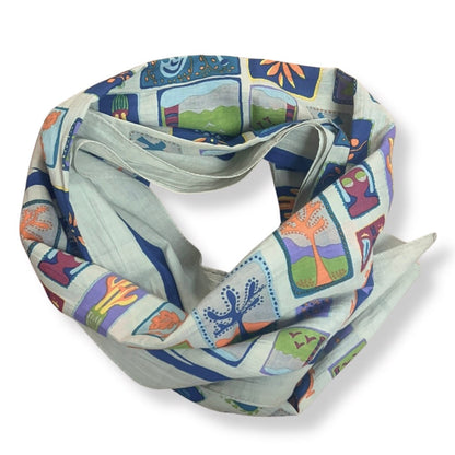 Carré de coton Holidays, carré de coton Les belles vagabondes, carré de coton kaki, carré de coton bleu marine, carré de coton 100x100, carré de coton à motif, carré pour femmes, carré de coton 100% coton bio