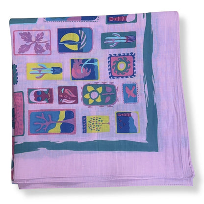 Carré de coton Holidays, carré de coton Les belles vagabondes, carré de coton vert, carré de coton rose, carré de coton 100x100, carré de coton à motif, carré pour femmes, carré de coton 100% coton bio