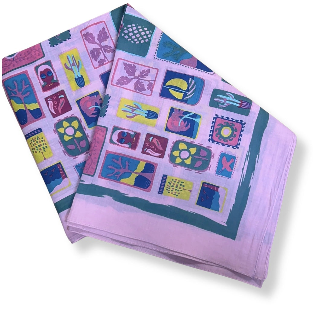 Carré de coton Holidays, carré de coton Les belles vagabondes, carré de coton vert, carré de coton rose, carré de coton 100x100, carré de coton à motif, carré pour femmes, carré de coton 100% coton bio