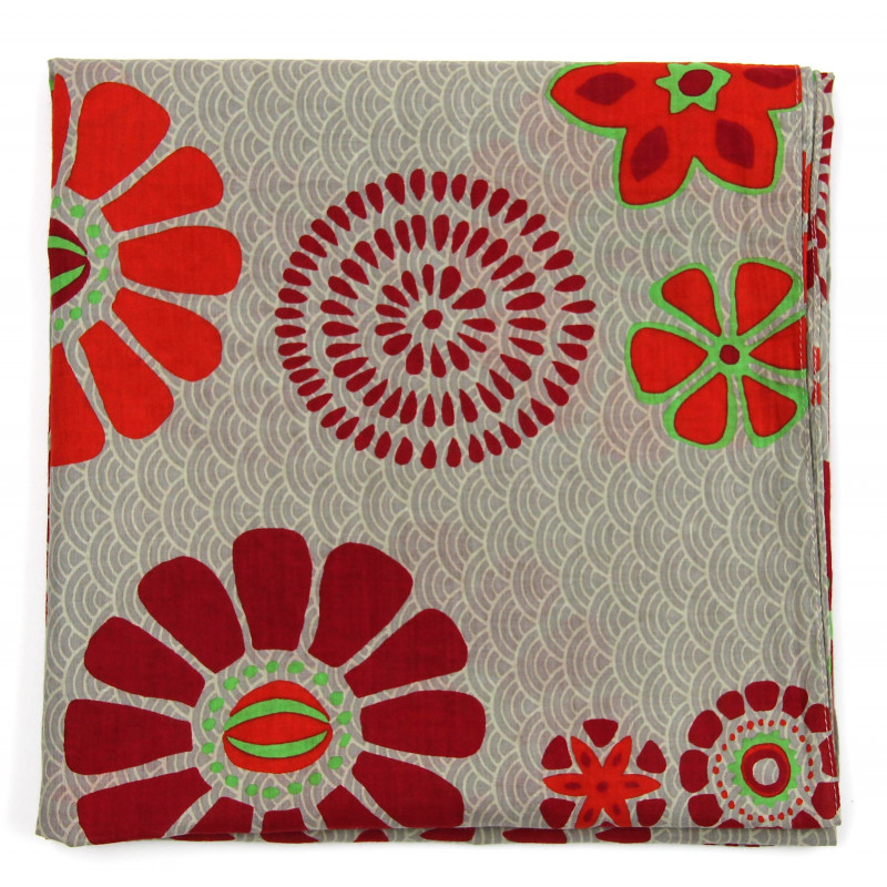 Carré de coton Seigaiha, carré de coton Les belles vagabondes, carré de coton rose, foulard beige, accessoire de mode pour femme, accessoire de mode, Idée de cadeau femme, foulard en 100% coton, 100% coton Bio