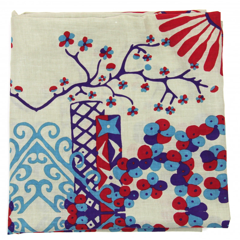 Carré en coton Mariko, carré en 100% coton bio, foulard pour femme, carré en coton pour femme, accessoire printemps pour femme, foulard beige, carré rouge, compléter son look