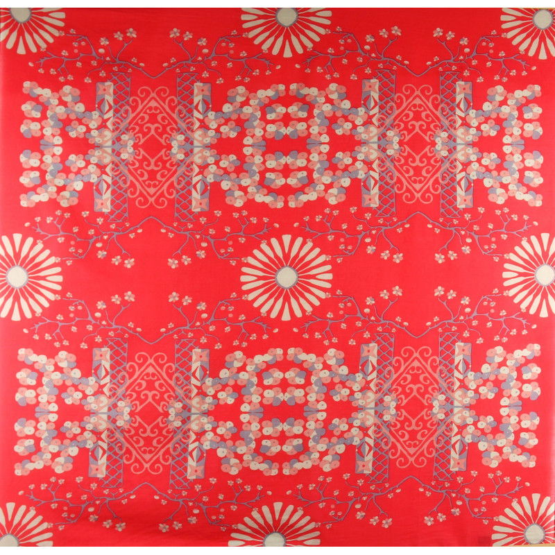 Carré en coton Mariko, carré en 100% coton bio, foulard pour femme, carré en coton pour femme, accessoire printemps pour femme, foulard rouge, carré rouge, compléter son look