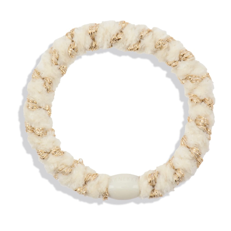 Chouchou Kknekki Doux Blanc Doré de la marque Kknekki, élastique pour cheveux, élastique protecteur, élastique pour tous types de cheveux 