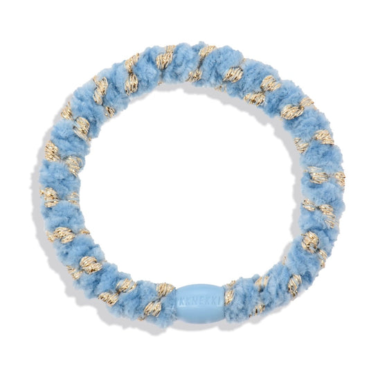 Chouchou Kknekki Doux Bleu Doré de la marque Kknekki, élastique pour cheveux, élastique protecteur, élastique pour tous types de cheveux 