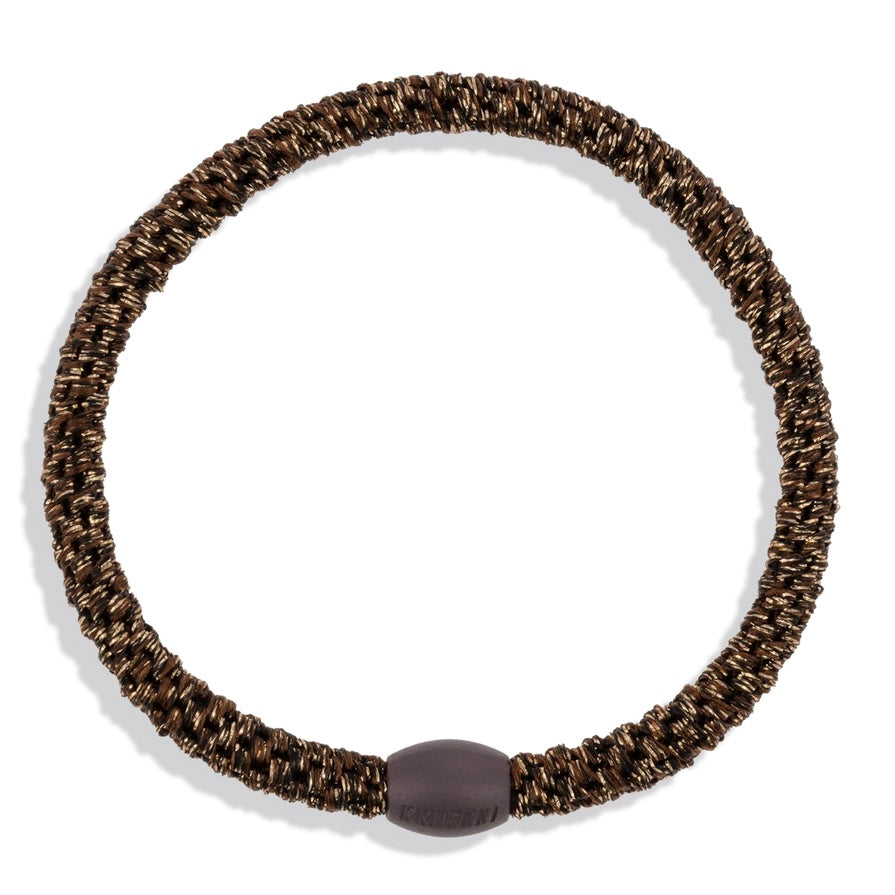 Chouchou Kknekki Fin Marron Glitter de la marque Kknekki, élastique pour cheveux, élastique protecteur, élastique pour tous types de cheveux