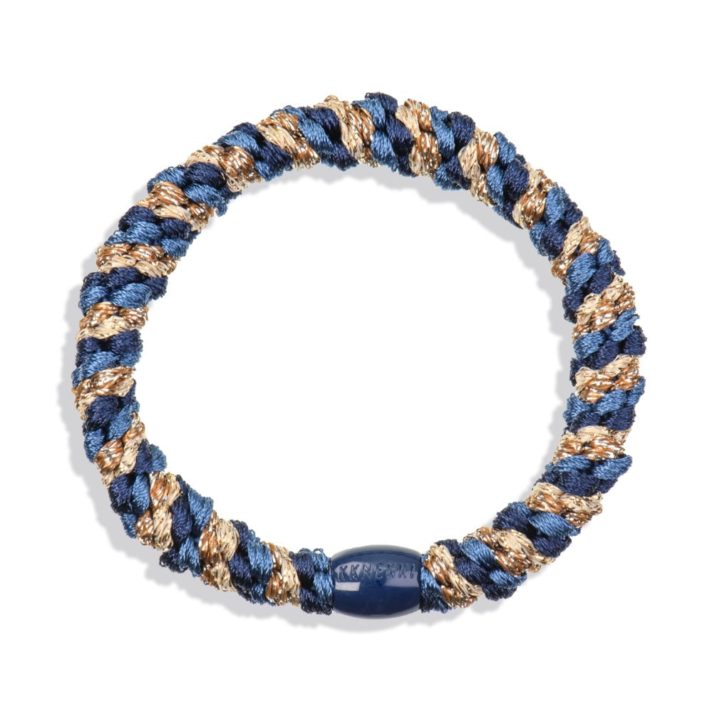 Chouchou Kknekki Multicouleurs Bleu marine - Beige de la marque Kknekki, élastique protecteur de cheveux