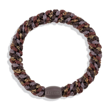 Chouchou Kknekki Multicouleurs Marron - Violet foncé de la marque Kknekki, élastique protecteur de cheveux