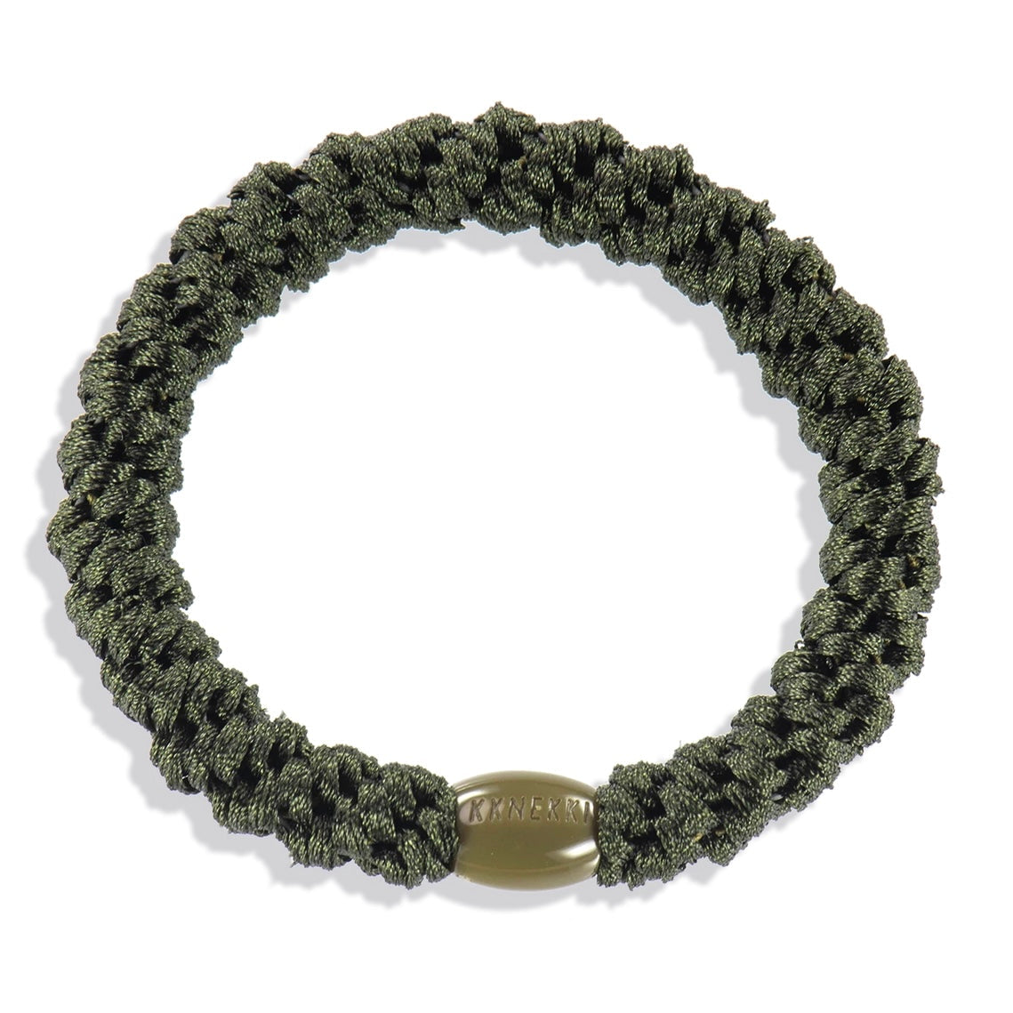 Chouchou Kknekki Uni vert foncé de la marque Kknekki, chouchou qui protège les cheveux, élastique cheveux