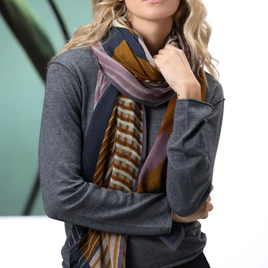 Foulard Dania moutarde de la marque Shalls barcelona, 100 x 180 cm, 100% Laine