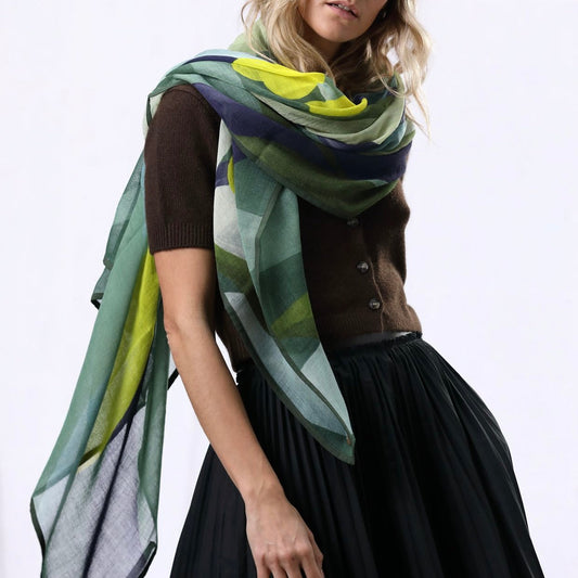 Foulard Elle Green de la marque Shalls Barcelona, 100% Laine, 100 x 180 cm