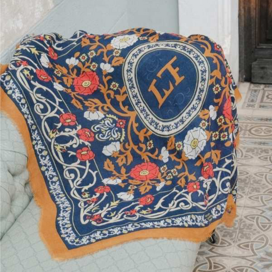 Foulard en Laine et Soie Marie Antoinette, marque maison lecomte flament, 