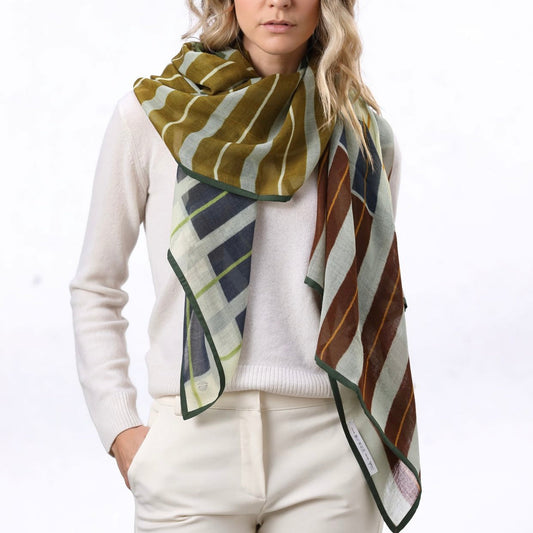 Foulard Kania vert de la marque Shalls Barcelona, 100% Laine, 100 x 180 cm