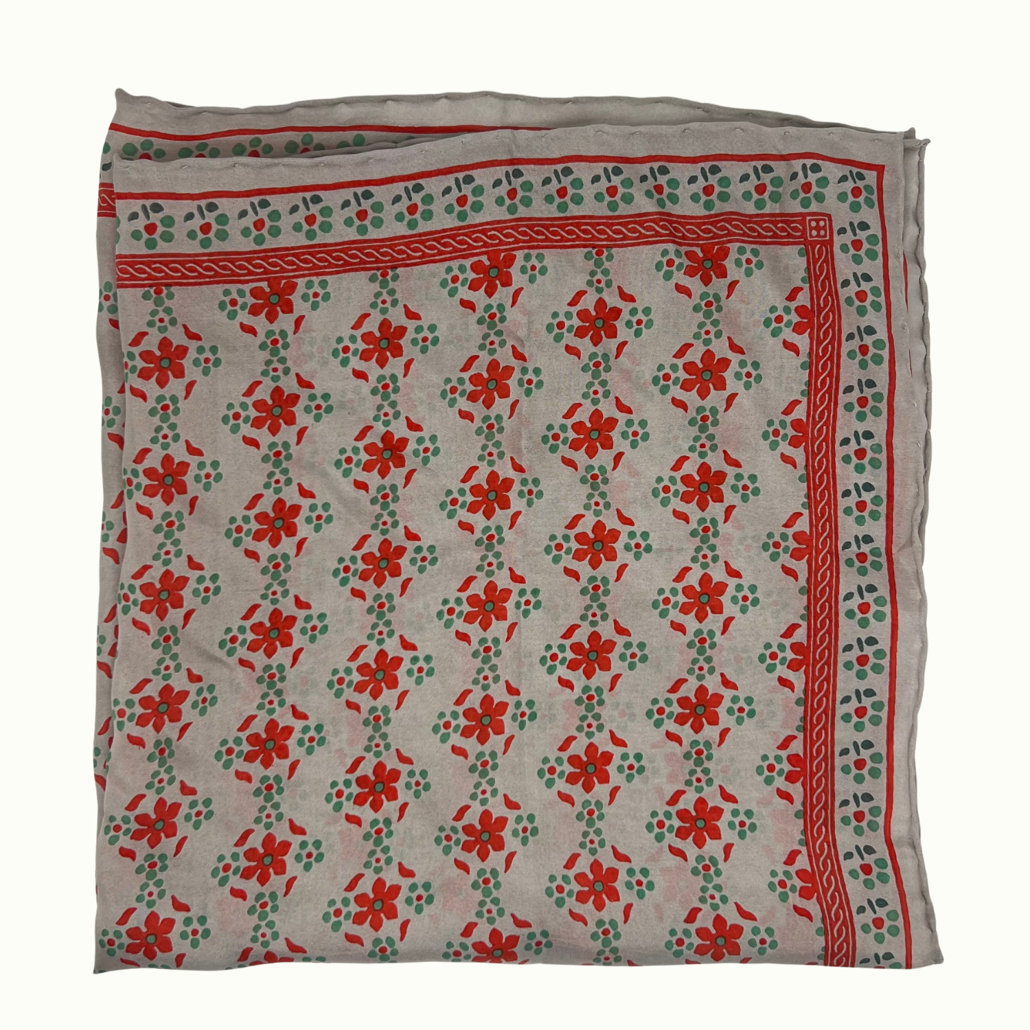 Mini Foulard Natasha Corail de la marque Les Belles Vaabondes, 100% Soie, Dessiné en France, Fabriqué en Inde, Carré de soie