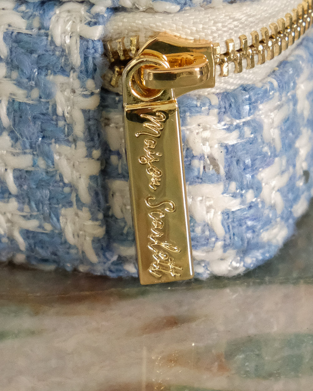 Mini boîte à bijoux Marie Maison Scarlett, Boîte à bijoux de voyage, Pied de poule , Bleu clair, A emporter dans son sac