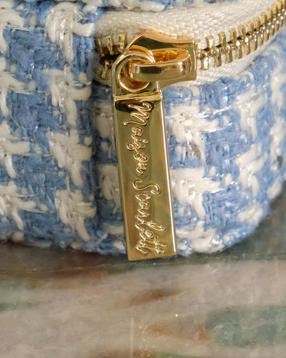 Mini boîte à bijoux Marie Maison Scarlett, Boîte à bijoux de voyage, Pied de poule , Bleu clair, A emporter dans son sac