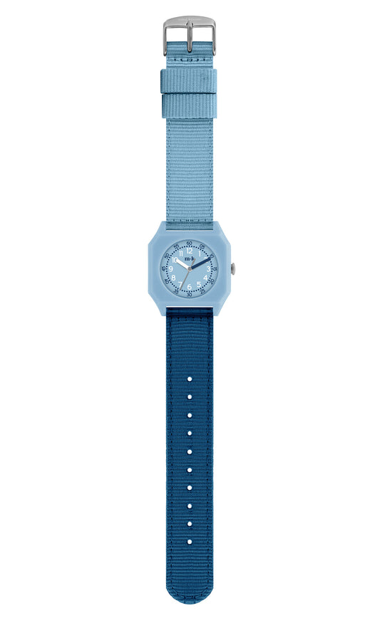 Montre "Blue Cotton Candy" pour enfant, Montre pour enfant, montre pour femme, montre qui facilite la lecture de l'heure, Montre d'apprentissage, Montre colorées, Montre avec les minutes, Montre mini kyomo, Montres fun, montre réglables. Mouvement japonnais 