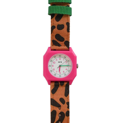 Montre "Leopard" pour enfant, Montre pour enfant, montre pour femme, montre qui facilite la lecture de l'heure, Montre d'apprentissage, Montre colorées, Montre avec les minutes, Montre mini kyomo, Montres fun, montre réglables. Mouvement japonnais 