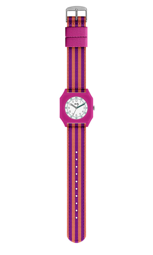 Montre "Ruby Papaya" pour enfant, Montre pour enfant, montre pour femme, montre qui facilite la lecture de l'heure, Montre d'apprentissage, Montre colorées, Montre avec les minutes, Montre mini kyomo, Montres fun, montre réglables. Mouvement japonnais 