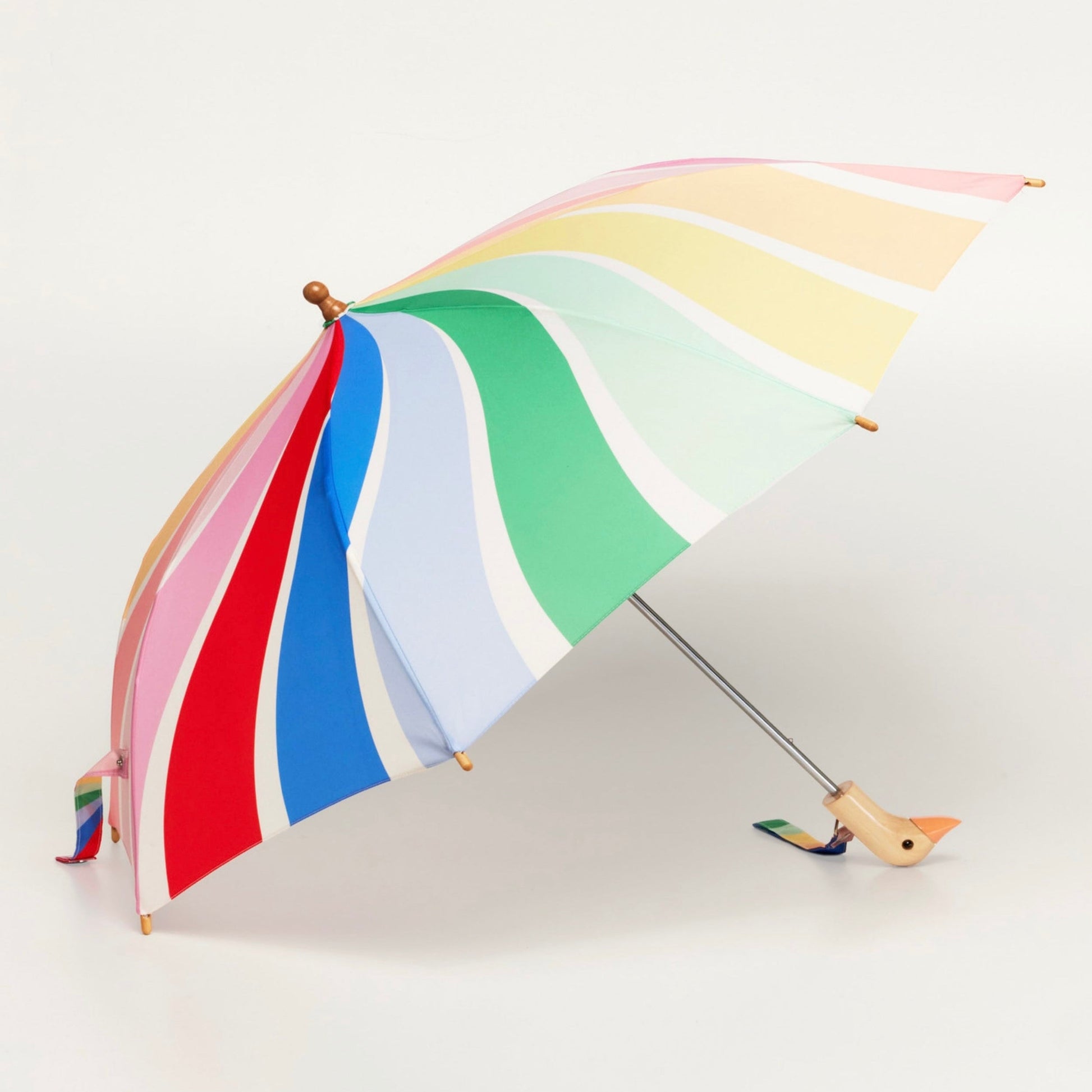 Parapluie Original Duckheads, Rainbow stripes, Multiclore, Motif arc en ciel, Parapluie pour enfant, Parapluie petit garçon et petite fille, parapluie mixte, Parapluie canard