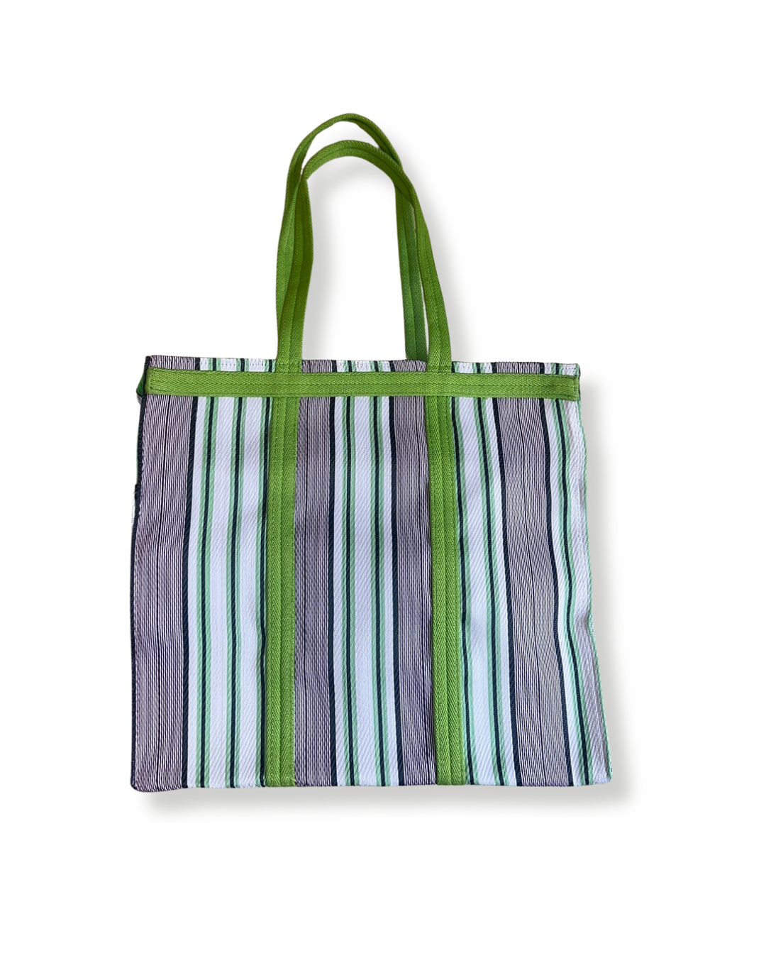 Sac carré - Plastique recyclé Babachic - sac format carré -  sac avec anses -  sac qui se porte à l'épaule - sac vintage -  sac rayé - Sac pour le marché - sac unique - sac en plastique recyclé - sac vert