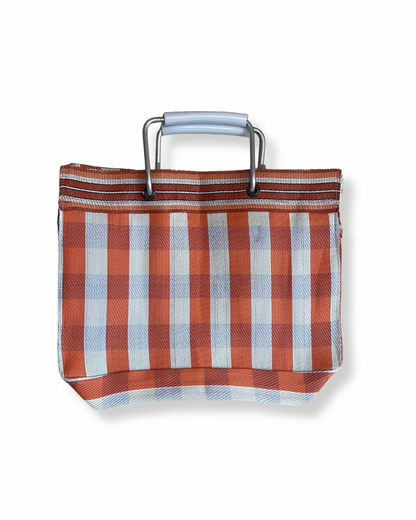 Sac vintage babachic - sac vintage en plastique recyclé -  sac vintage année 80 - sac coloré - sac de marché - sac de vacance - sac originale - sac avec anses - sac qui se porte à la main - sac orange