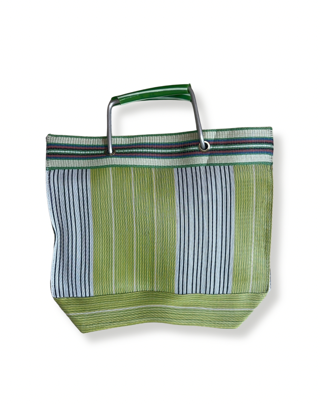Sac vintage babachic - sac vintage en plastique recyclé -  sac vintage année 80 - sac coloré - sac de marché - sac de vacance - sac originale - sac avec anses - sac qui se porte à la main - sac vert
