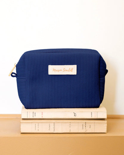 Trousse de toilette Charlotte Maison Scarlett, Petite taille, Bleu marine , trousse de maquillage. 