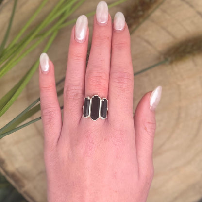 bague_reglable_3_barrettes_argent spinelle noire